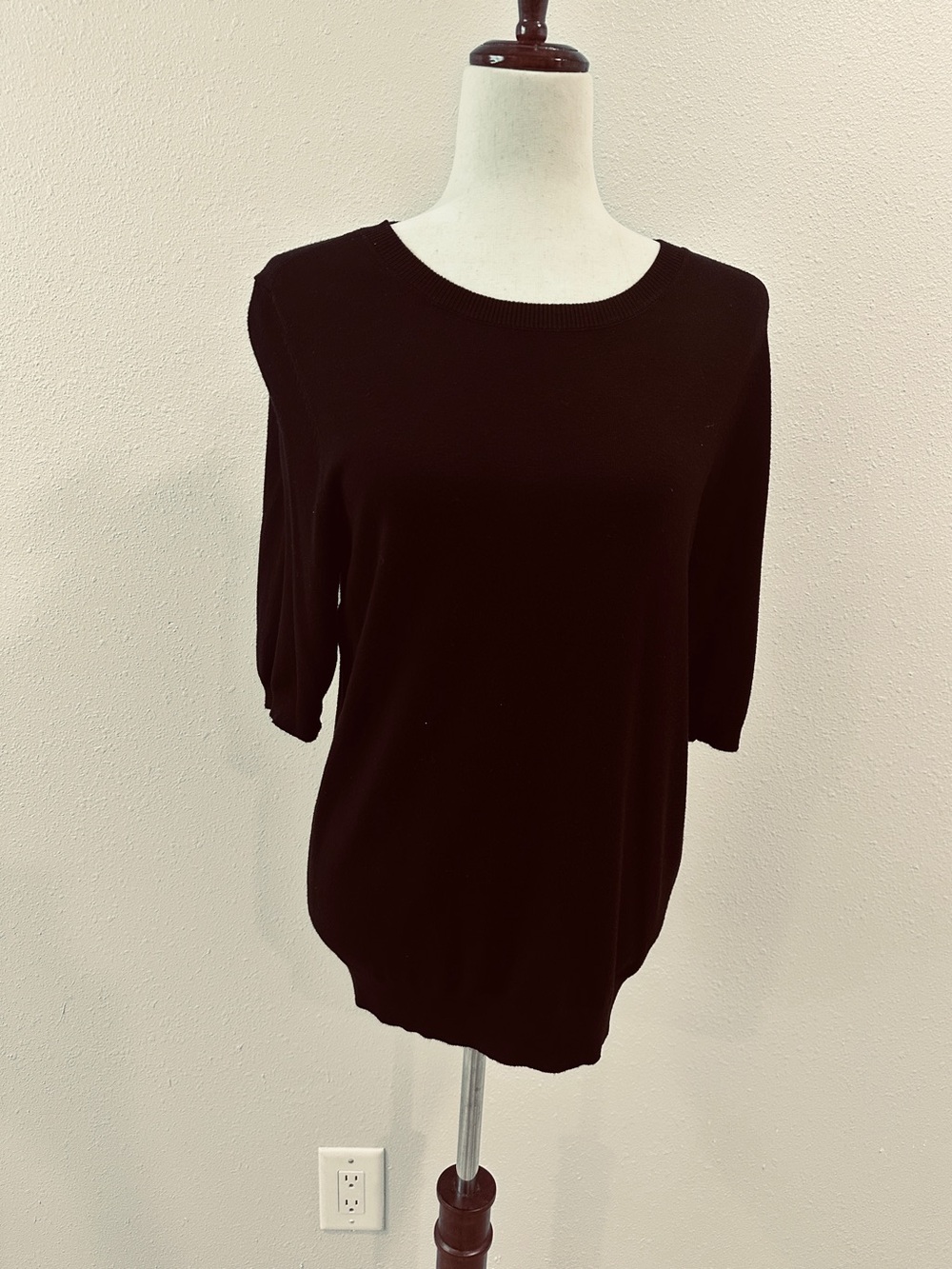 Premise Black Short-Sleeve Knit Top